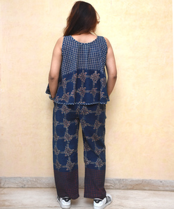 Indigo Cotton Handprint Pajama Set