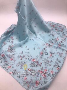 Blue Floral Silk Feel Scarf